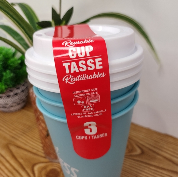 Reusable Coffee Tea Cups 3 Pack Blue - Picture 3 of 7
